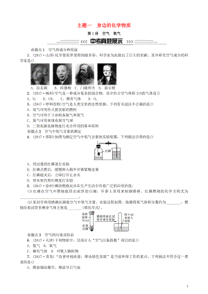 2018中考化學(xué)一輪復(fù)習(xí) 主題一 身邊的化學(xué)物質(zhì) 第1講 空氣 氧氣練習(xí)
