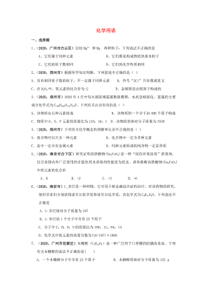 2020年全國中考化學模擬試卷匯編 化學用語