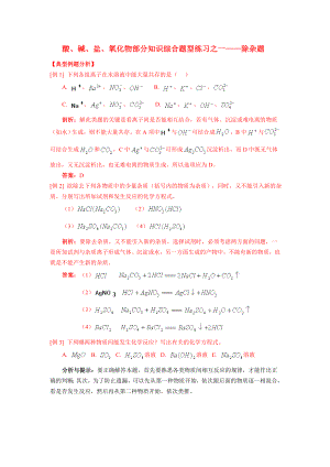 中考化學上冊 除雜問題專項總結訓練練習 浙教版（通用）