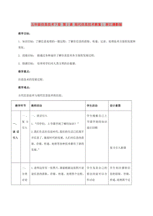 五年級(jí)信息技術(shù)下冊(cè) 第2課 現(xiàn)代信息技術(shù)教案1 浙江攝影版