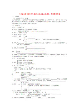 八年級歷史上冊 第三單元復習學案（無答案）