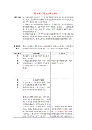 山東省臨沂市蒙陰縣第四中學(xué)九年級(jí)歷史上冊(cè) 第3課《西方文明之源》教案 新人教版（通用）