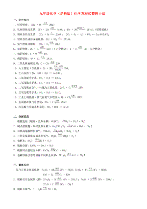 九年級(jí)化學(xué) 化學(xué)方程式整理小結(jié) 滬教版（通用）