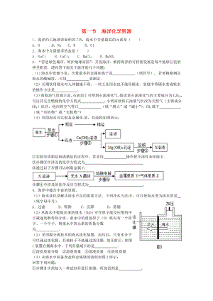 山東省濟(jì)寧市任城區(qū)九年級(jí)化學(xué)全冊(cè) 第三單元 海水中的化學(xué) 第一節(jié) 海洋化學(xué)資源同步測(cè)試（無(wú)答案） 魯教版五四制（通用）