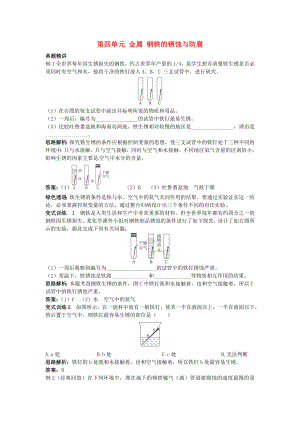 山東省萊州市沙河鎮(zhèn)九年級(jí)化學(xué)全冊 第四單元 金屬 鋼鐵的銹蝕與防腐《例題與探究》 魯教版五四制（通用）