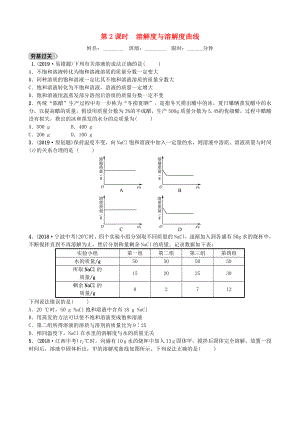 山東省濱州市2019年中考化學(xué)一輪復(fù)習(xí) 第三單元 溶液 第2課時 溶解度與溶解度曲線練習(xí)