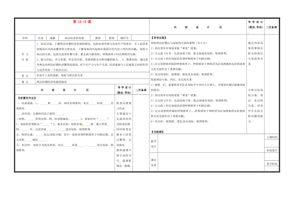 山東省淄博市淄川區(qū)磁村中學(xué)七年級(jí)歷史上冊(cè) 第14-15課復(fù)習(xí)導(dǎo)學(xué)案（無答案） 新人教版_第1頁