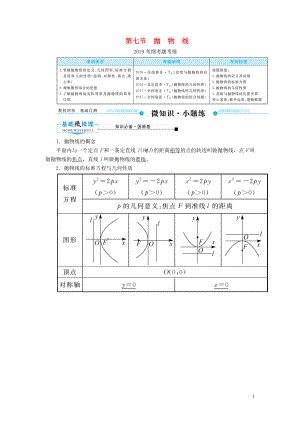 2020版高考數(shù)學(xué)一輪復(fù)習(xí) 第八章 平面解析幾何 第七節(jié) 拋物線學(xué)案 文（含解析）新人教A版