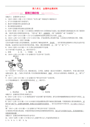 （云南專版）2019年中考化學總復習 教材考點梳理 第八單元 金屬和金屬材料習題