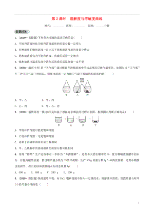 （淄博專版）2019屆中考化學(xué)復(fù)習(xí) 第1部分 第七講 溶液 第2課時 溶解度與溶解度曲線練習(xí)