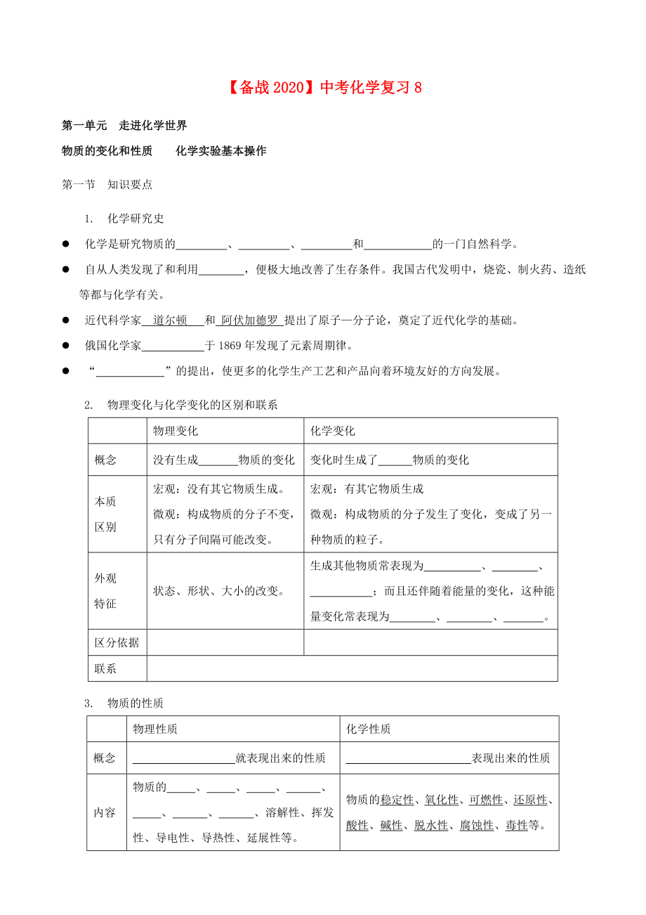 【備戰(zhàn)2020】中考化學(xué)復(fù)習(xí)8（無答案）_第1頁