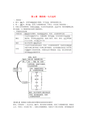 七年級歷史下冊 第1課 隋的統(tǒng)一與大運(yùn)河同步練習(xí) 北師大版（通用）