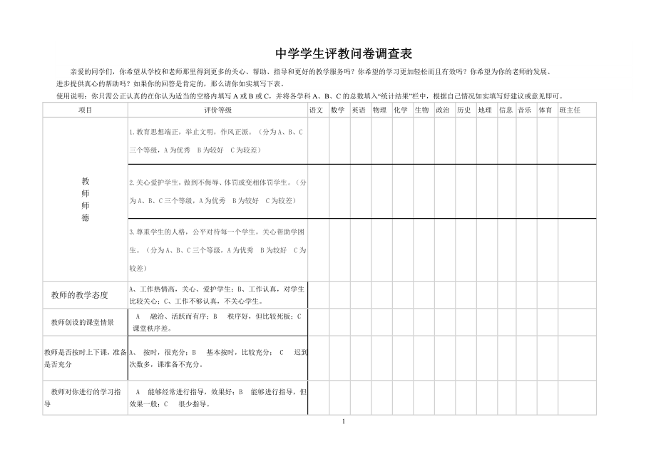 初中生问卷调查_第1页