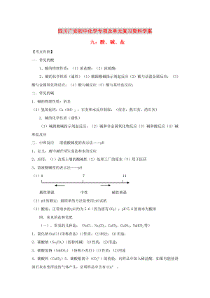 四川省廣安市2020年初中化學(xué)專項(xiàng)復(fù)習(xí) 酸、堿、鹽學(xué)案（無答案） 人教新課標(biāo)版