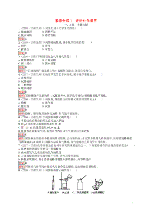 （課標(biāo)通用）甘肅省2019年中考化學(xué)總復(fù)習(xí) 素養(yǎng)全練1 走進化學(xué)世界試題