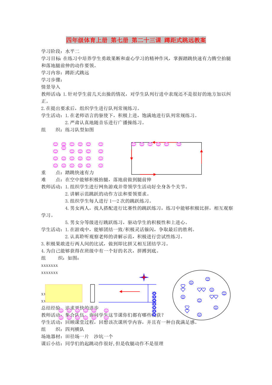 四年級(jí)體育上冊(cè) 第七冊(cè) 第二十三課 蹲距式跳遠(yuǎn)教案_第1頁(yè)