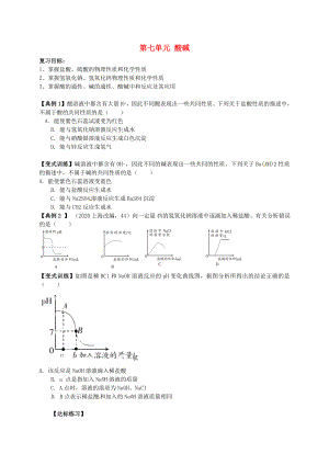 山東省肥城市湖屯鎮(zhèn)初級(jí)中學(xué)九年級(jí)化學(xué)全冊(cè) 第七單元《常見(jiàn)的酸和堿》復(fù)習(xí)學(xué)案（無(wú)答案）（新版）魯教版