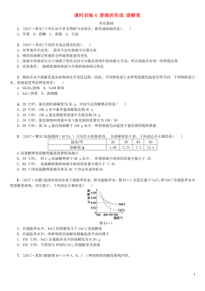 湖南省2018年中考化學(xué)復(fù)習(xí) 課時(shí)訓(xùn)練4 溶液的形成 溶解度練習(xí)