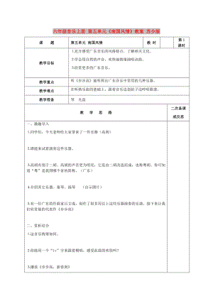 六年級(jí)音樂上冊(cè) 第五單元《南國風(fēng)情》教案 蘇少版