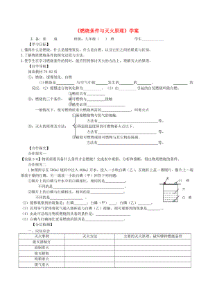 九年级化学上册 燃烧条件与灭火原理学案（无答案） 粤教版