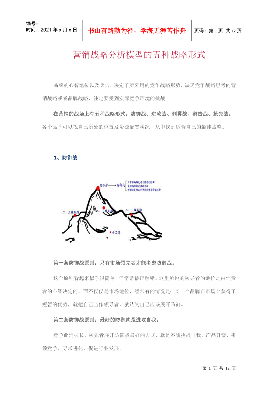 营销战略分析模型的五种战略形式_第1页