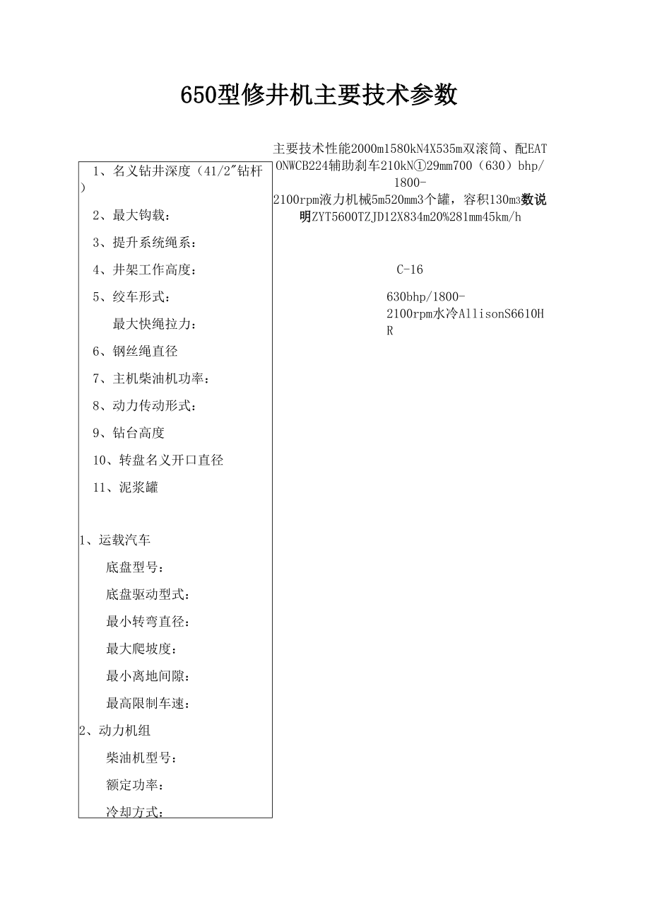 型修井机主要技术参数_第1页