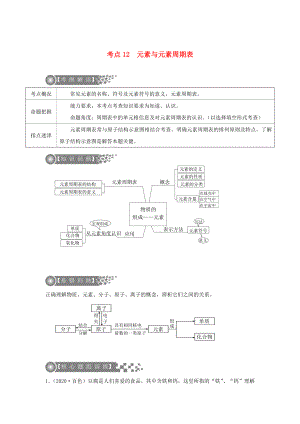 （廣東專版）2020年中考化學(xué)二輪復(fù)習(xí) 考點(diǎn)12 元素與元素周期表學(xué)案（無(wú)答案）