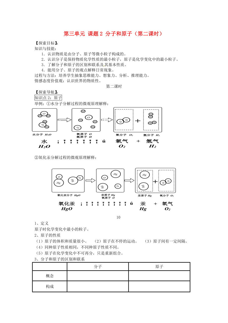 湖北省房縣七河中學(xué)九年級(jí)化學(xué)上冊(cè) 第三單元 課題2 分子和原子（第二課時(shí)）導(dǎo)學(xué)案（無(wú)答案） 新人教版_第1頁(yè)