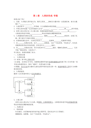 江蘇省南京市谷里初級(jí)中學(xué)九年級(jí)歷史 第一單元《第一課人類的形成》學(xué)案 2（無(wú)答案）