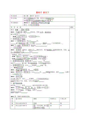 江蘇省宿遷市現(xiàn)代實驗學(xué)校七年級歷史上冊 第4課 夏傳子 家天下學(xué)案（無答案） 岳麓版