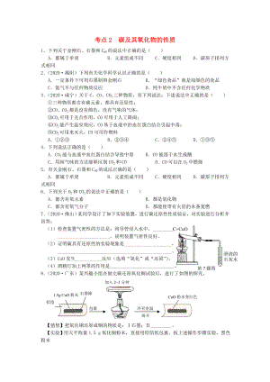 （廣東專(zhuān)版）2020年中考化學(xué)專(zhuān)題練習(xí) 考點(diǎn)2 碳及其氧化物的性質(zhì)（無(wú)答案）