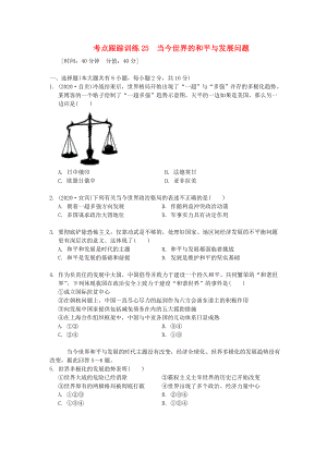 浙江省2020年中考?xì)v史社會(huì)大一輪復(fù)習(xí) 考點(diǎn)跟蹤訓(xùn)練25 當(dāng)今世界的和平與發(fā)展問題（無答案） 浙教版