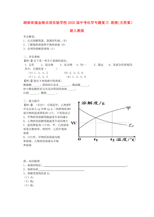 湖南省城金海雙語實驗學校2020屆中考化學專題復習 溶液（無答案） 新人教版