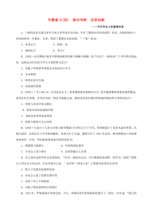 （河北專版）2020年秋中考?xì)v史總復(fù)習(xí)突破 第二部分 專題復(fù)習(xí)篇 專題四 除舊布新 改革創(chuàng)新2020中外歷史上的重要改革檢測(cè)