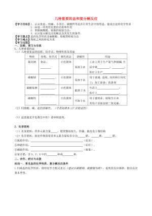 江蘇省高郵市車(chē)邏鎮(zhèn)初級(jí)中學(xué)2020屆中考化學(xué)一輪復(fù)習(xí)15《幾種重要的鹽和復(fù)分解反應(yīng)》學(xué)案（無(wú)答案）