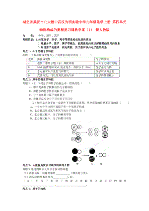 湖北省武漢市北大附中武漢為明實驗中學(xué)九年級化學(xué)上冊 第四單元 物質(zhì)構(gòu)成的奧秘復(fù)習(xí)課教學(xué)案（1） 新人教版