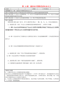 湖南省株洲市天元區(qū)馬家河中學(xué)八年級歷史下冊 第14課 建設(shè)由中國特色的社會主義學(xué)案（無答案） 岳麓版