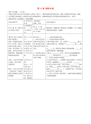 湖北省武漢市魯巷中學八年級歷史下冊 第14課 鋼鐵長城導學案（無答案） 新人教版