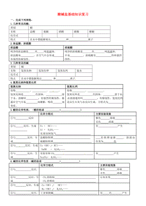 遼寧省凌海市石山初級(jí)中學(xué)九年級(jí)化學(xué)下冊(cè) 酸堿鹽基礎(chǔ)知識(shí)復(fù)習(xí)（無(wú)答案） 粵教版（通用）