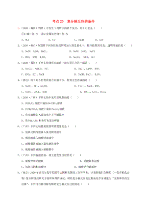 （廣東專版）2020年中考化學(xué)專題練習(xí) 考點(diǎn)20 復(fù)分解反應(yīng)的條件（無答案）