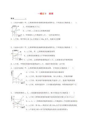 江蘇省南京市溧水區(qū)2020屆中考化學(xué)一模后專題復(fù)習(xí) 9 溶液（無答案）