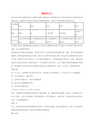 陜西省2020屆中考化學專題回顧 燃燒和滅火（無答案）