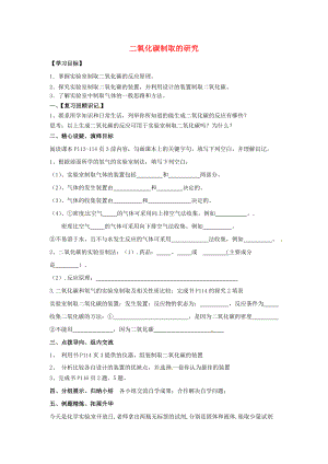 重庆市第三十九中学九年级化学上册 6.2 二氧化碳制取的研究导学案（无答案）（新版）新人教版