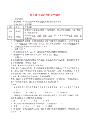 黑龍江省五常市第三中學(xué)七年級(jí)歷史上冊(cè) 第3課 傳說(shuō)時(shí)代的文明曙光導(dǎo)學(xué)案（無(wú)答案） 北師大版