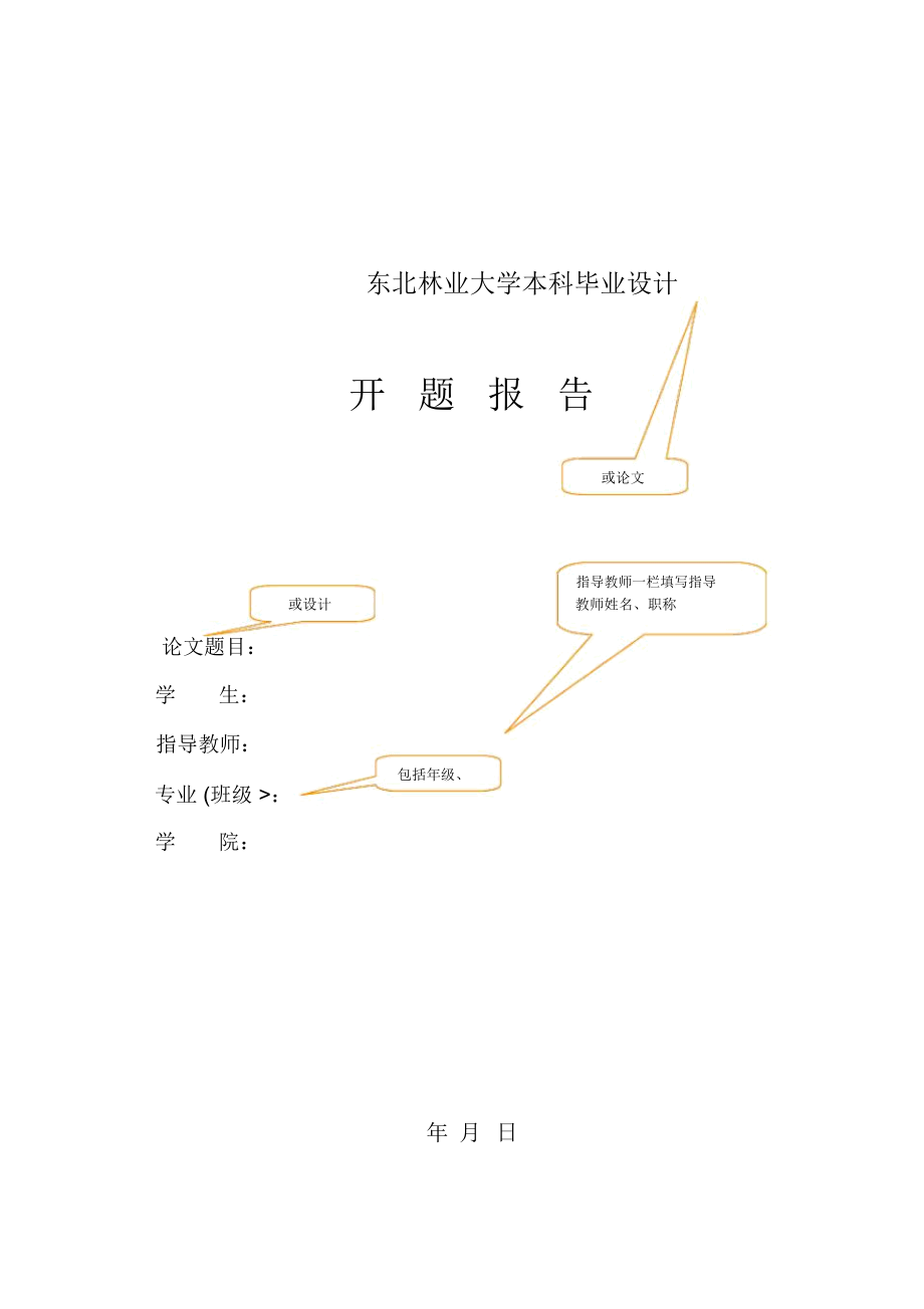 届东北林业大学本科毕业设计开题分析方案_第1页