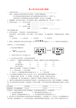 江苏省大丰市万盈二中九年级化学 第5单元知识点复习提纲（无答案）