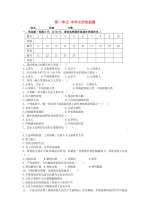 江蘇省徐州市中小學(xué)教學(xué)研究室七年級(jí)歷史上冊(cè) 第一單元 中華文明的起源綜合檢測(cè)試題（無(wú)答案） 新人教版