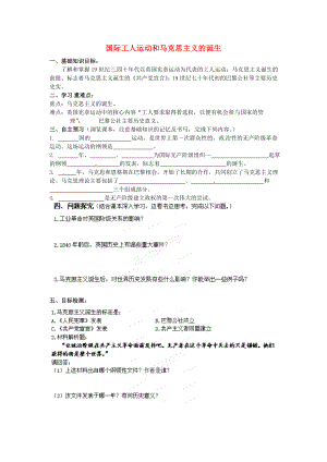 河南師大附中九年級(jí)歷史上冊(cè) 第17課 國(guó)際工人運(yùn)動(dòng)和馬克思主義的誕生學(xué)案（無(wú)答案） 新人教版