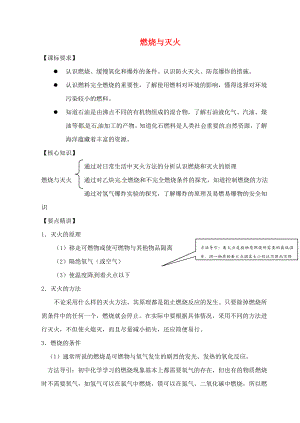 （新課標）2020中考化學專題復習講練 燃燒與滅火（無答案）