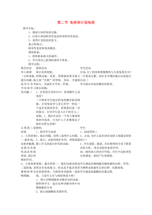 2020春八年級生物下冊 第八單元 第一章 傳染病和免疫 第二節(jié) 免疫和計劃免疫教案 新人教版